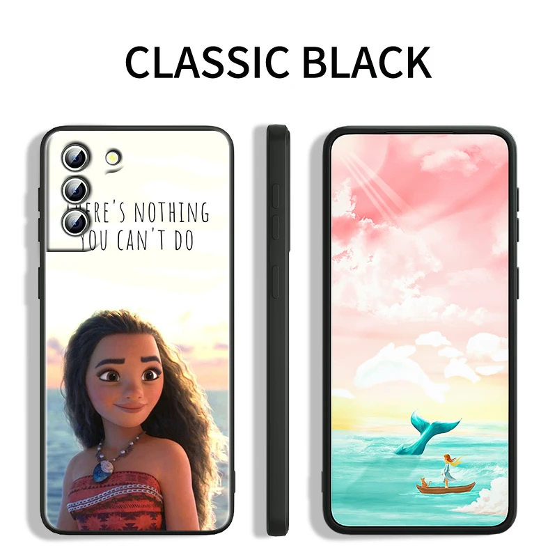 Disney Moana Ocean Film per Samsung Galaxy S24 S23 S22 S21 S20 FE S10 S10E Plus Ultra Pro Lite 5G custodia nera per telefono