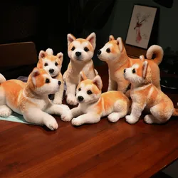 Lifelike Akita Dog Stuffed Animal Plush Toy Cute Simulation Puppy Shiba Inu Fluffy Appease Baby Doll Birthday Gifts For Children