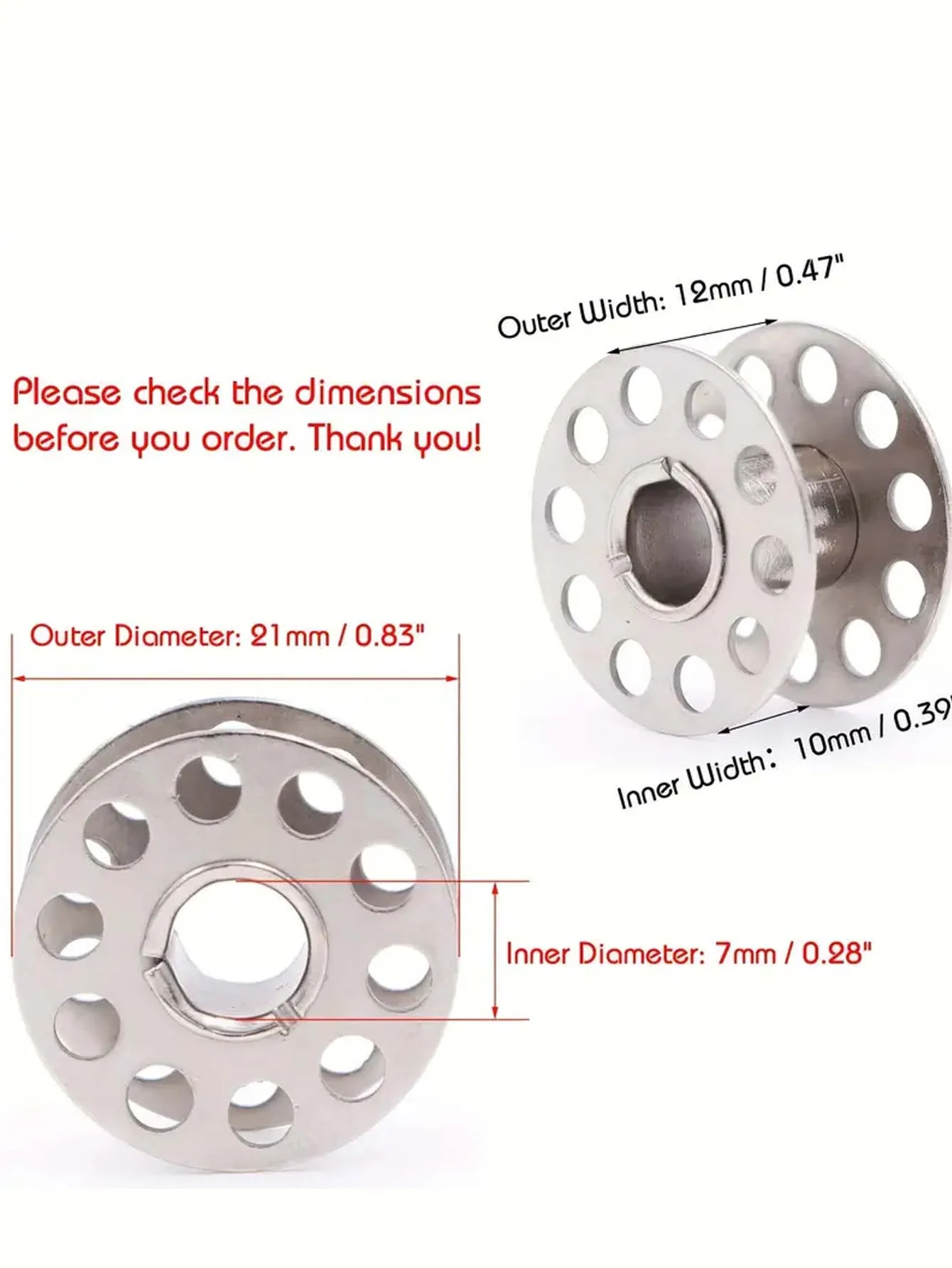 12/24/50 قطعة من بكرات ماكينة الخياطة المصنوعة من الفولاذ المقاوم للصدأ - معدن متين، متوافق مع Brother، لوازم الخياطة الضرورية #6