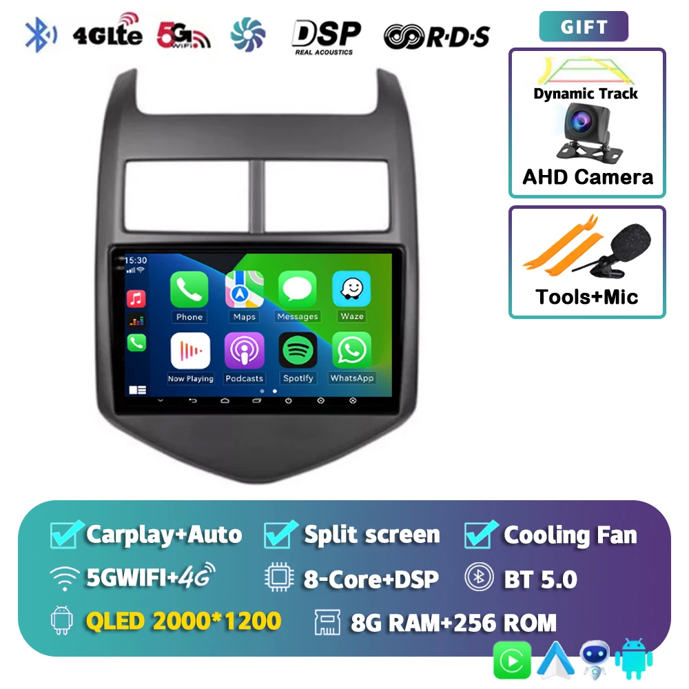 Android 15 CarPlay Auto Radio Multimedia Speler Voor Chevrolet Aveo 2 Sonic T300 2011-2015 Navigatie GPS 2din Stereo Audio