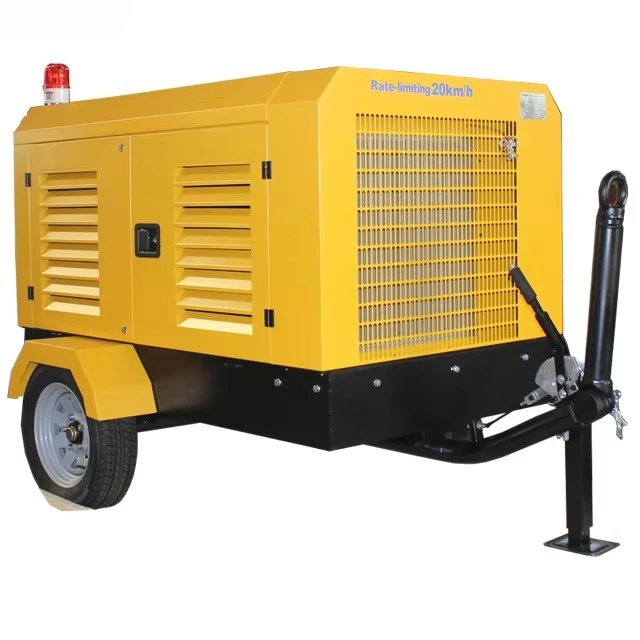 Portable 185cfm Screw Air Compressor with Used Diesel Engine Lubricated Air Cooled Drilling Rig Configuration