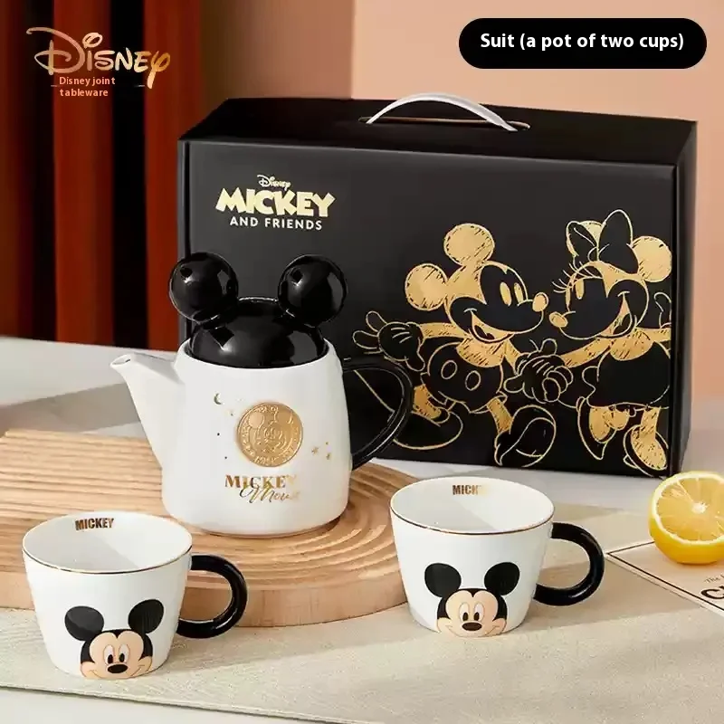 2024 Disney Cartoon High Temperature Teapot Set Gift Light Luxury Ceramic Drinking Pot Mickey Tea Set Fashion Trend Ceramic Cup