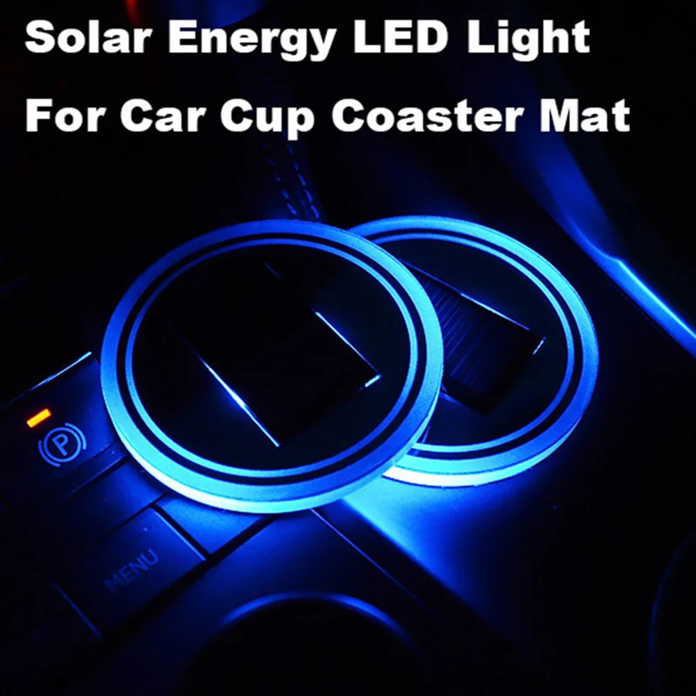 

Glowing Water Coaster Cup Holder Pad Car Drink Shine Coasters Mug Mat Solar LED Lights for