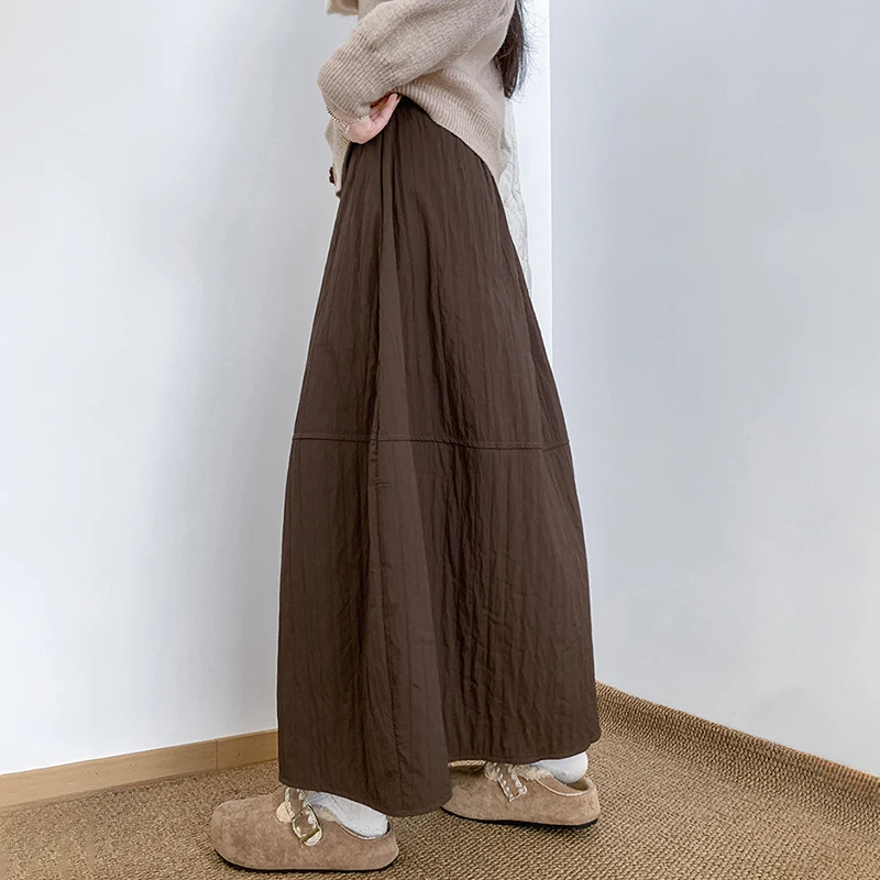 Japanische Plus Größe Laterne Röcke für Frauen Frühling Herbst Harajuku Elastische Taille Midi Rock Neue Frau Tasche Vintage Lange Röcke
