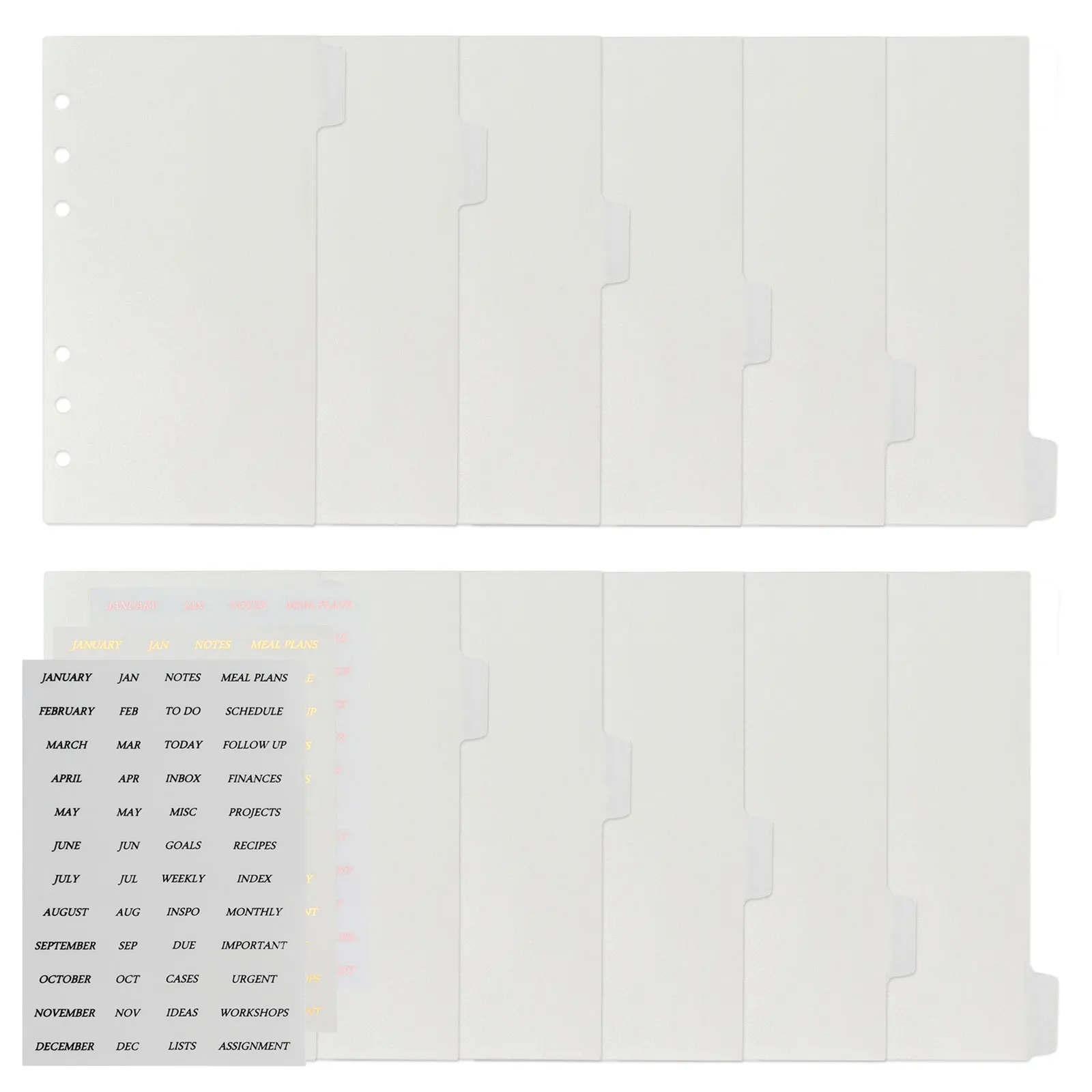 6 Ears A6 Transparent Index Divider Sheet Suitable For 3 Sheets Of Month Plan Stickers Agenda Planning Office Student Supplies