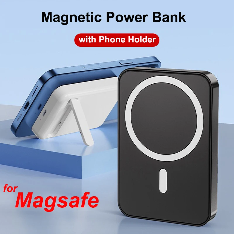 

10000mAh Magsafe Power Bank Magnetic Wireless Charger Powerbank With Stand Magnetic Ring for iPhone 16 Xiaomi Samsung Poverbank