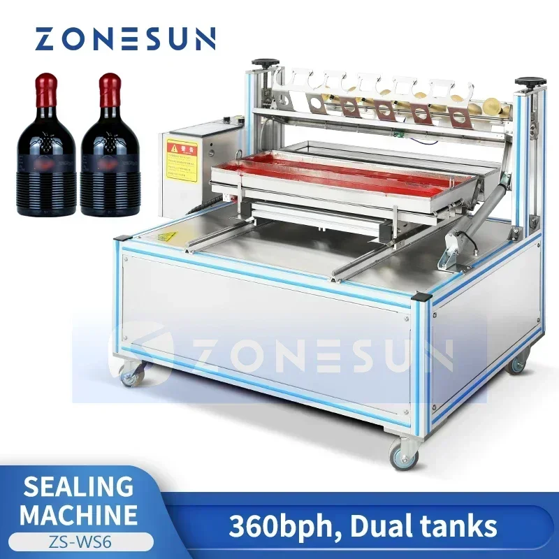 ZONESUN ZS-WS6 Automatic Wine Bottle Sealing Wax Machine Dual Tank Wax Dipping Equipment