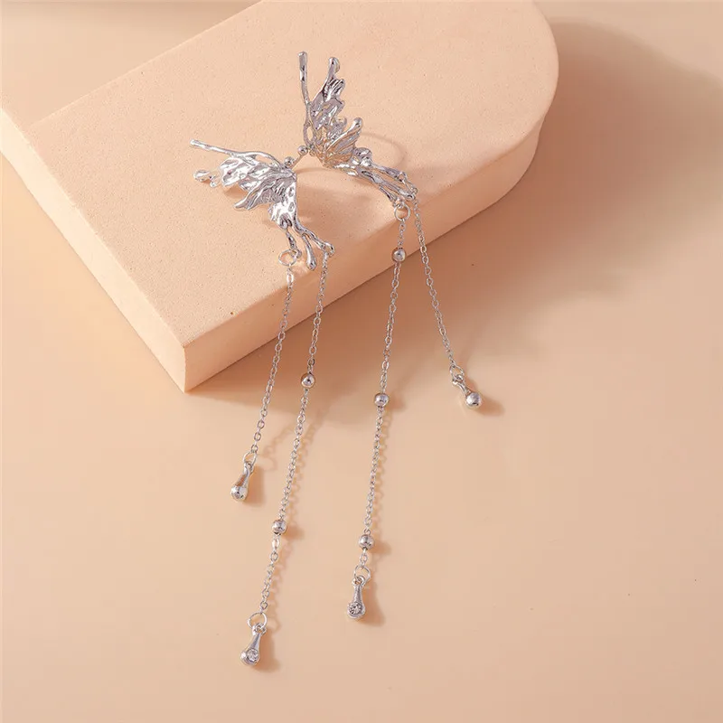 Aihua 1pc Weibliche Y2K Fee Schmetterling Quaste Clip Ohrringe für Frauen Mädchen Elf Engel Ohr Manschette Ohrring Mode schmuck Geschenke – Detail 4