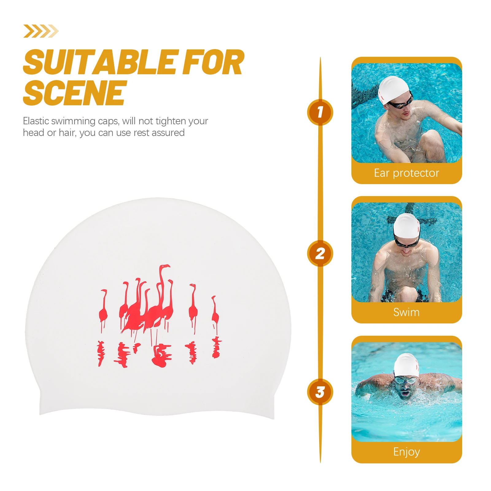 

Waterproof Anti-slip Swimming Cap For Men Cap Lightweight Flexible Durable 65g Silica Gel Women Hats Adult Use Swimming