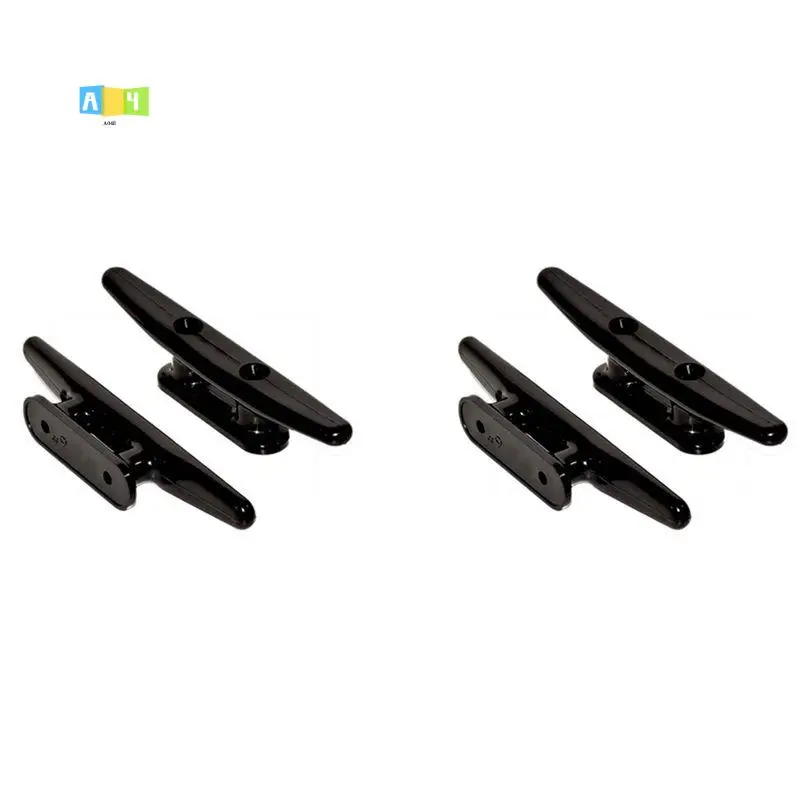 

A04E-4 Pack Black Nylon Boat Cleat 6 Inch - Rope Cleat, Kayak, Boat Dock Cleats - Perfect For Marine, Deck, Nautical Decor