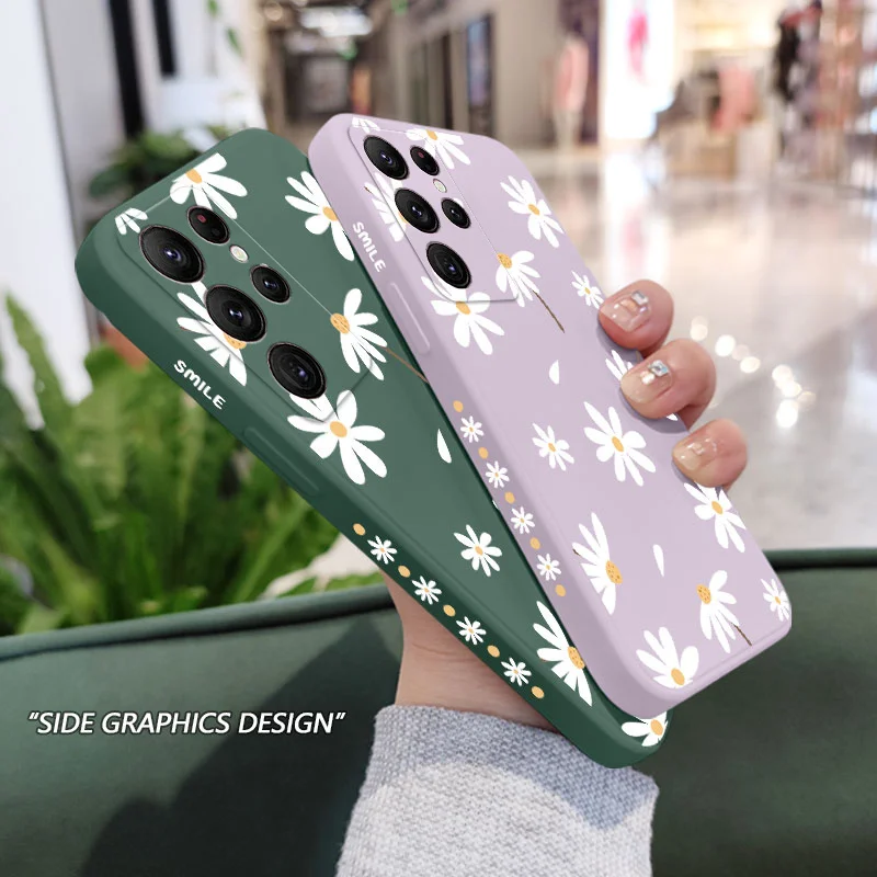 Einfache Gänseblümchen Handy hülle für Samsung Galaxy S24 S23 S22 S21 S20 Ultra Plus Fe S10 S9 S10E Note 20 Ultra 10 9 Plus Cover