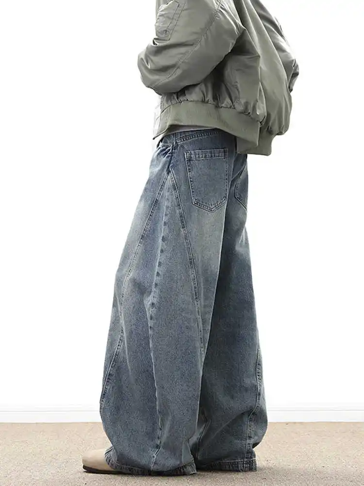 

Women's Blue Boyfriend Jeans Vintage Harajuku Y2k Emo Baggy Long Jean Pants Japanese 2000s Style Oversize Denim Trousers Clothes