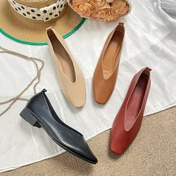 Donna elegante estate francese punta quadrata verde Mary Janes carino appartamenti casual scarpe retrò femminili scarpe basse con suola morbida con tacco basso