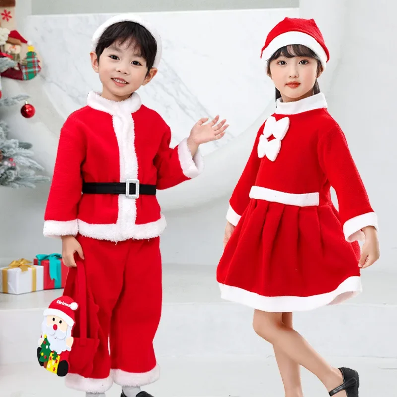 Costume natalizio per bambini vestito rosso per ragazzo e ragazza Costume da babbo natale Costume da festa per costumi di natale per ragazzi e ragazze