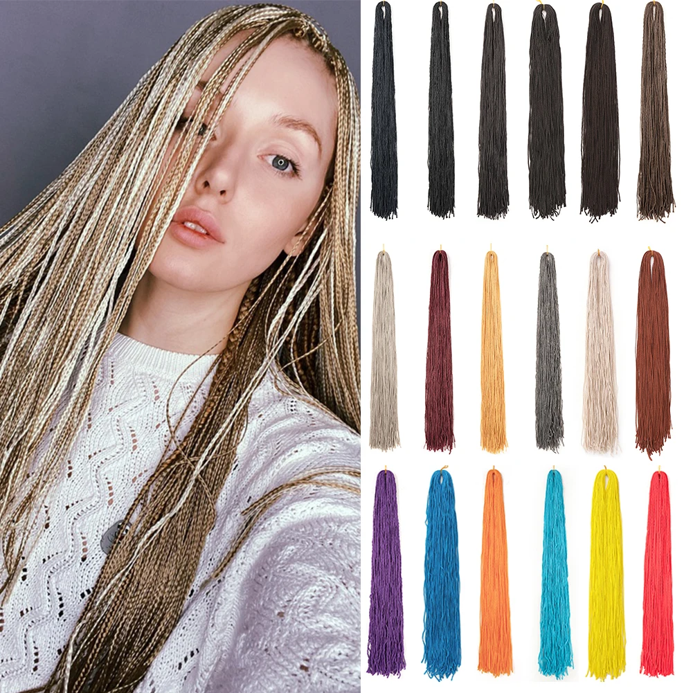 Long Micro 3X Pre-Looped Braids 24 Inch Premium Synthetic ZiZi Braids Thin Small Box Braids Crochet Twisted Hair for Women