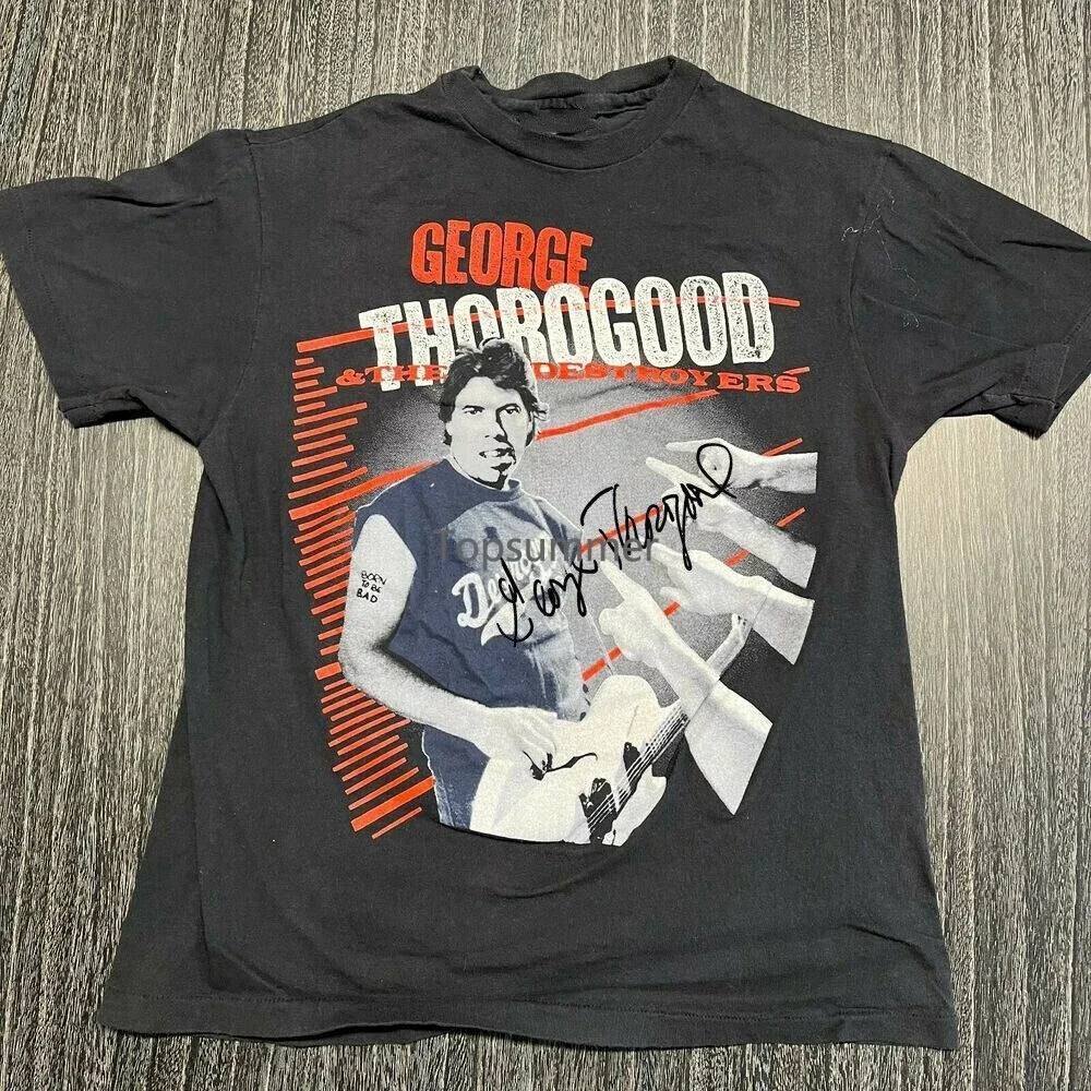 เสื้อทัวร์สีดำจอร์จ thorogood & The Destroagers แนววินเทจ S-5Xl Y1455