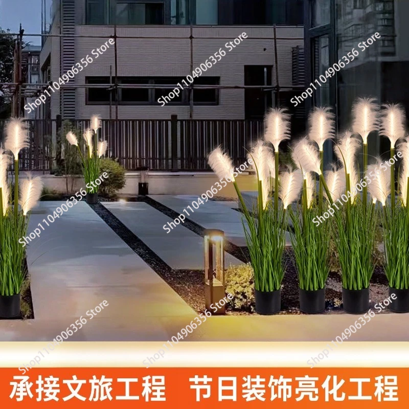 

Simulation plant led luminous panda reed lamp villa courtyard green plant ornament outdoor restaurant reed landscape floor lamp