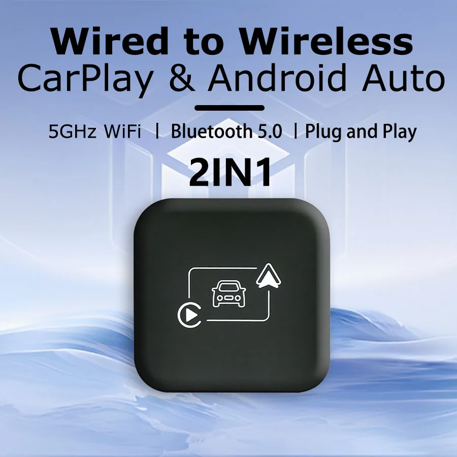 

2024 Hot Wired To Wireless CarPlay Android Auto Wireless Adapter Smart Mini Box Plug And Play WiFi Fast Connect Universal
