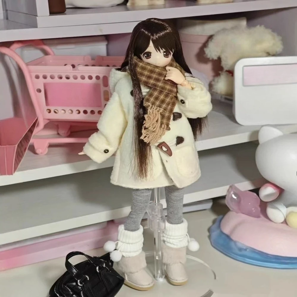1/6 Bjd Doll's Clothes Suit for Azone Ob24 Ob22 Blyth Coat+Undershirt+Pantyhose+Sock Covers+Scarf Doll Accessories, No Doll