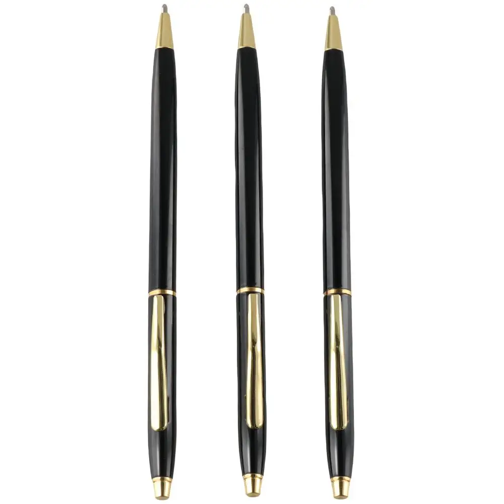 

Business 3 Pack Ballpoint Pens Slim Black Ink 1 mm Metallic Office