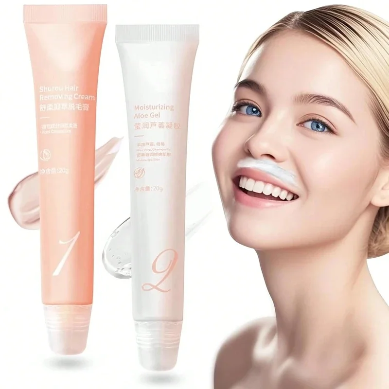 `Gentle Painless Lip Moustache Hair Removal Cream for Women Men Hair‑Dissolving Formula for Sensitive Facial Skin`