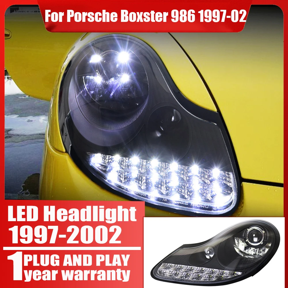 2PCS Head Lamp For Porsche boxster 986 LED Headlight 1997-2004 Headlights 986 DRL Turn Signal High Beam Angel Eye Projector Lens