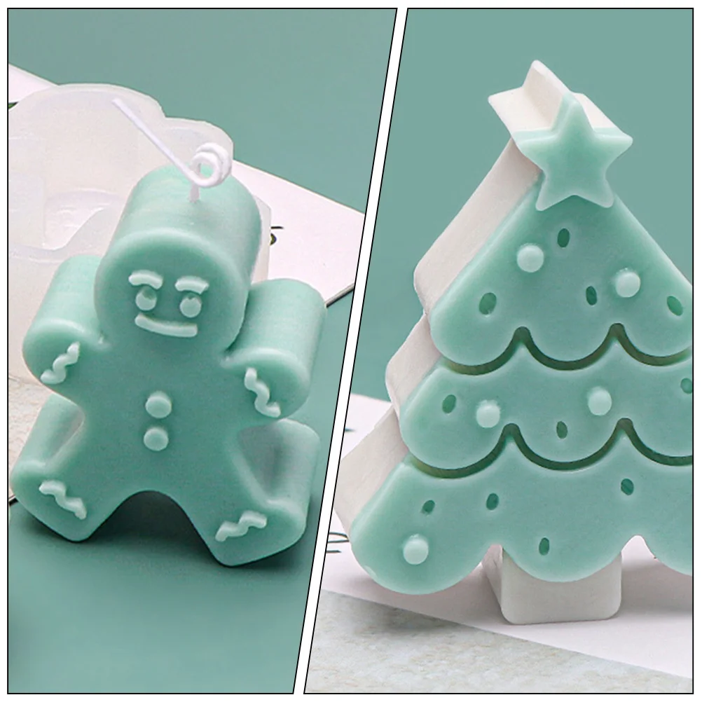 

3Pcs Silicone Mold for Making DIY Christmas Theme Scented Mold Reindeer Tree Gingerbread Man Craft Molds Set