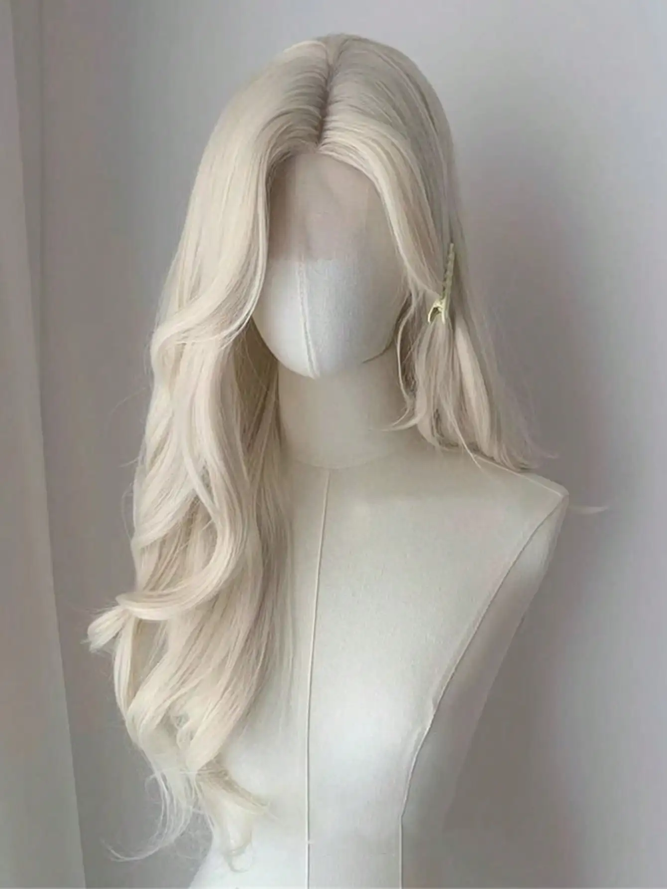 Perruque Lace Front Synthétique Blonde Dorée pour Femme, Cheveux Longs Bouclés, Ondulés, Perruque Naturelle, Partie Moyenne, Cosplay, ix, Degré de Chaleur