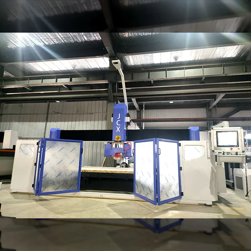 เครื่องจักรหิน 5 แกนอเนกประสงค์ เครื่องเลื่อยสะพาน 5 แกนอัตโนมัติ สำหรับหินแกรนิต หินอ่อน เครื่องตัดหิน CNC พร้อมฟังก์ชั่นกัด