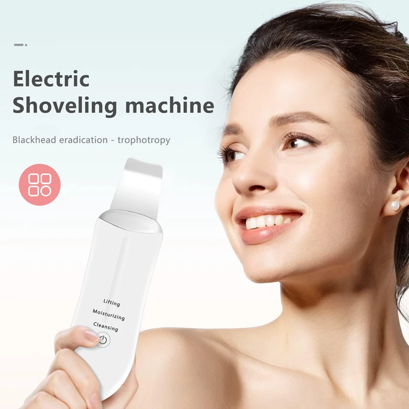 Ultrasonic Facial Skin Scrubber Beauty Machine Ion Deep Face Cleaning Peeling Shovel Exfoliating Skin Care Device