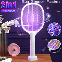 2 in 1 Electronic Mosquito Killer 3000V Bug Zapper Racket Handheld Fly Swatter Mosquito Killer Trap Lamp For Home Office Camping