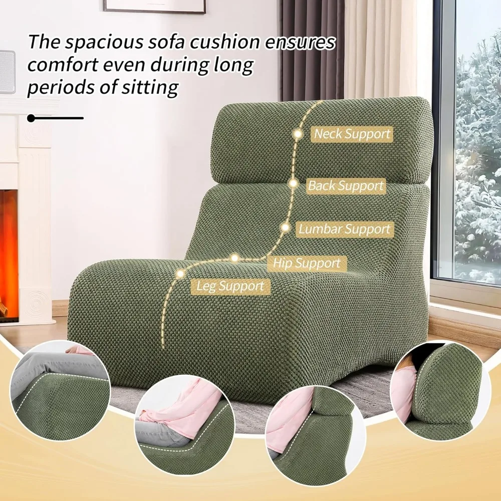 Compact Chaise Lounge Sofa for Small Spaces, Adult Lazy Floor Sofa Chair, Cloud Comfort for Living and Bedroom Use