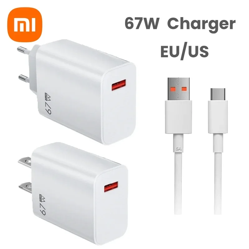 Original Xiaomi 67W Fast Charger and Cable for Xiaomi Poco X3 GT F3 GT Poco X4 Pro 5G & Mi Mix Fold Mi 11 11pro 12 13 Lite