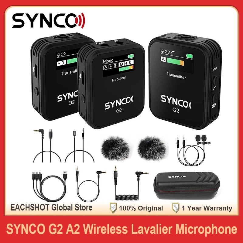 SYNCO G2 A2 G2A2 Wireless Microphone for Canon Nikon Sony LUMIX Camera Pc Smartphone Audio Studio MIC Vlogging Live Streaming