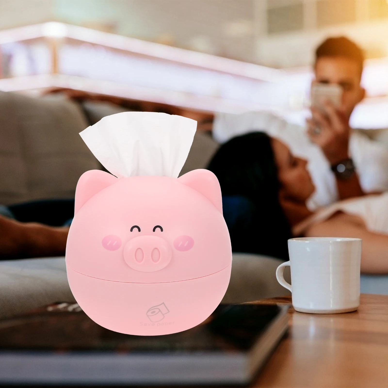 

Cartoon Pig Tissue Box Large Capacity Home Decor Rustic Lady Napkin Storage Organizer Desktop Stable Structure ABS