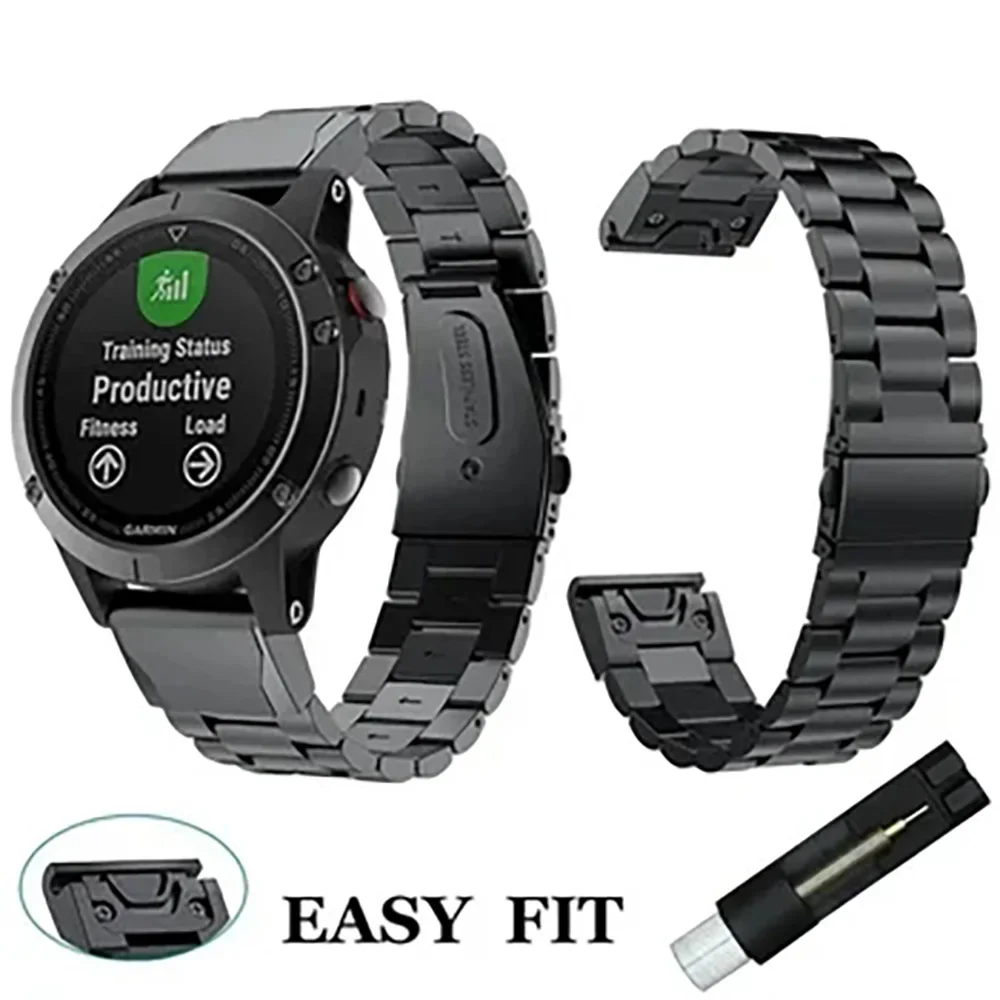 Quick Fit 22mm 26mm Stainless Stee Strap For Garmin Watch Fenix 7X 7 Solar 6x Pro/Fenix 6 Pro /Fenix 6 Sapphire /Forerunner 935