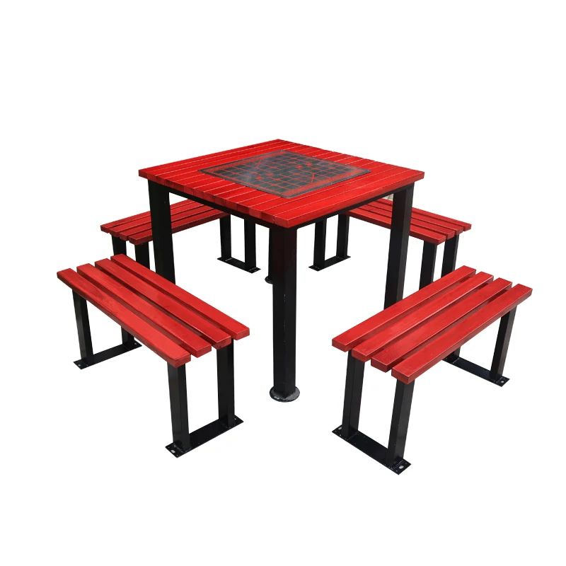 Outdoor leisure tables and chairs Community outdoor preservative wood plastic wood with chess board one table four chairs overhe