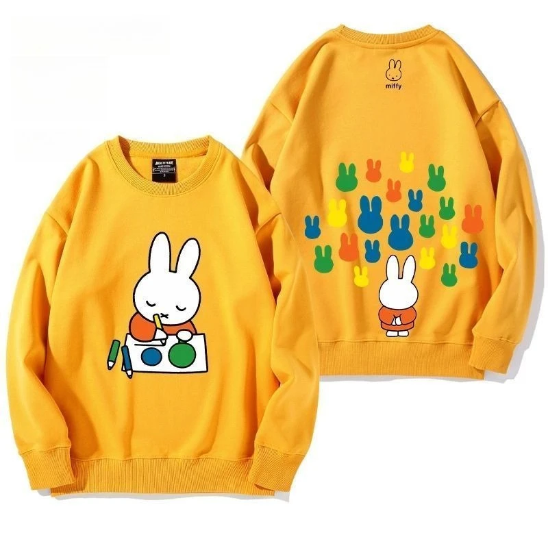 

Vintage Miffy Bunny Sweatshirt Thermal Fleece-thick Winter Hooded Couples Set Cozy Outerwear for Couples Ultra-Soft Cotton Blend