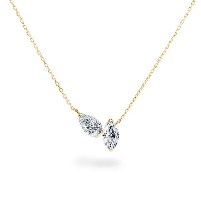 Withered S925 Pure Silver Personalized High-end Horse Eye Pear Shaped Zircon Versatile Light Luxury Simple Necklace For Women