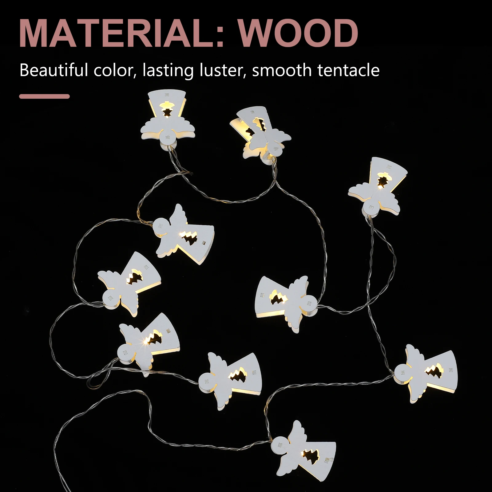 

Household Wooden Angel Light String Christmas Outdoor Decor Decoration Craft Lights