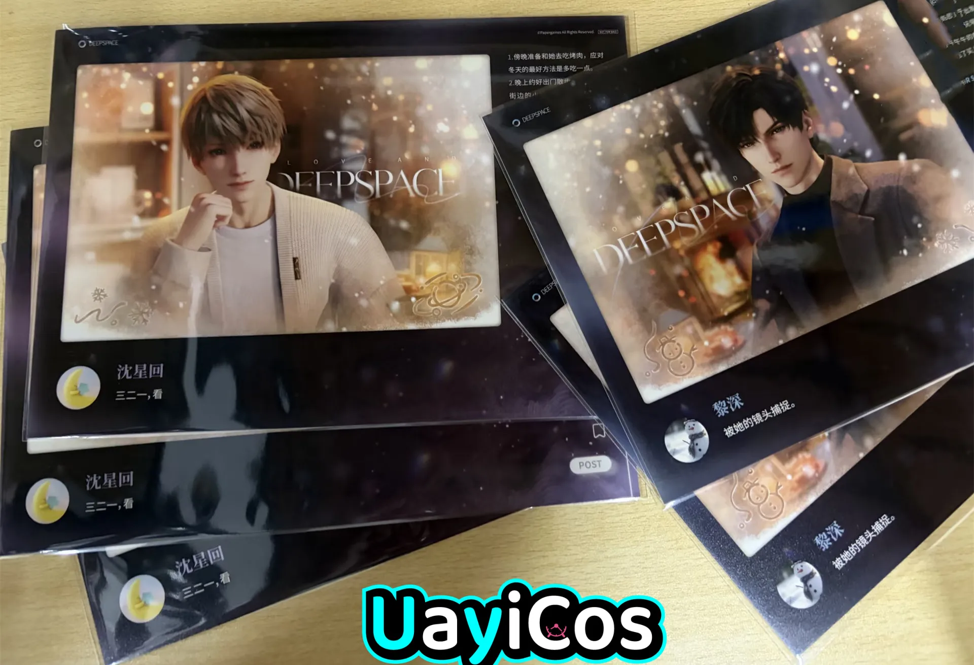 

In Stock Official Game Love and Deepspace Photo Card Ornaments Sylus Caleb Xavier Rafayel Anime Game Toy Gifts Cosplay