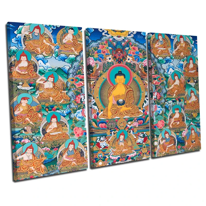 The Seventeen Pandits Of Nalanda Monastery Buddhism Buddha Zen Religion Canvas Wall Art By Ho Me Lili For Home Decor