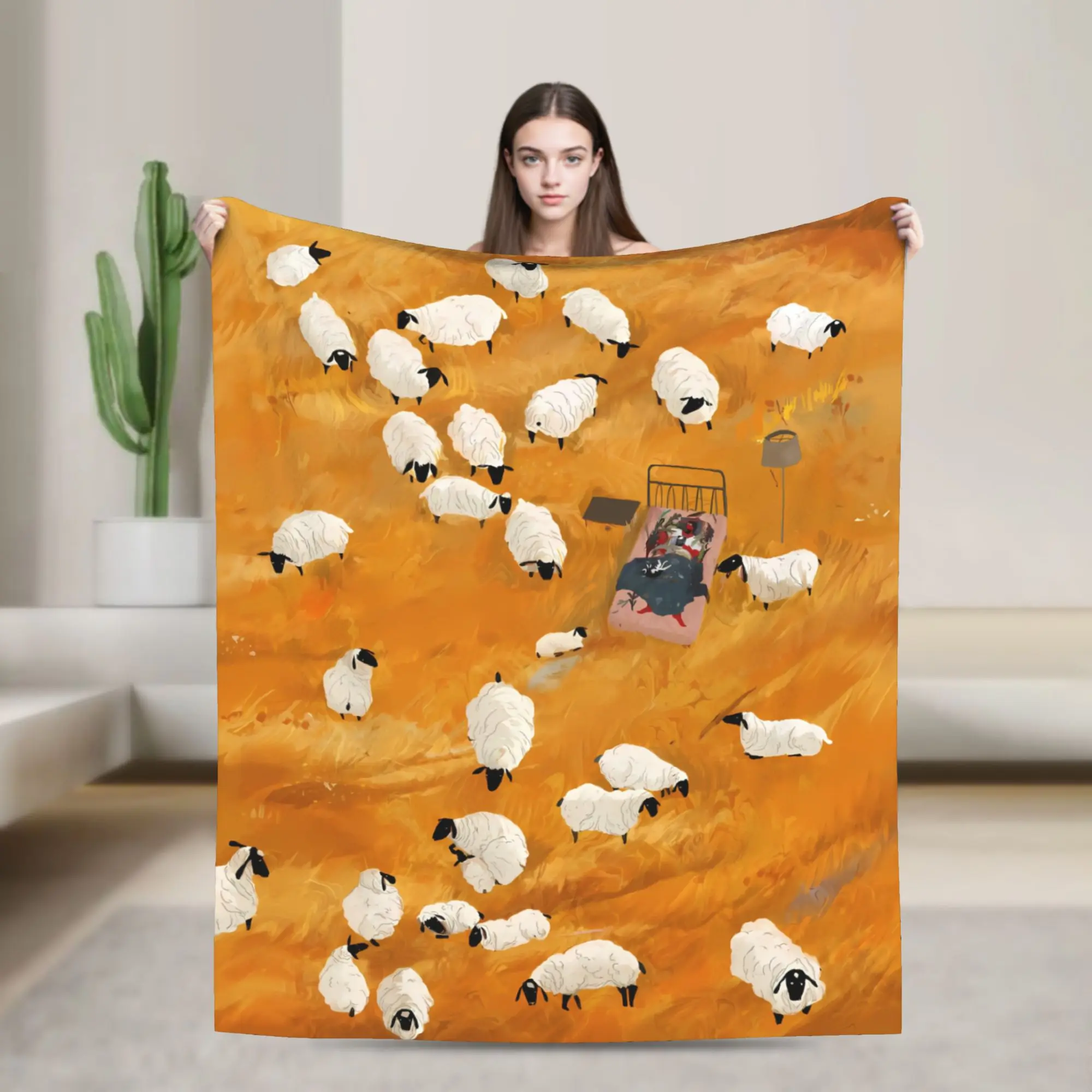 Soft Blanket Travel Office Sheep Group Slope Anime Bedding Throws  Flannel Bedspread For Home Decor Funny Sofa Bed Cover