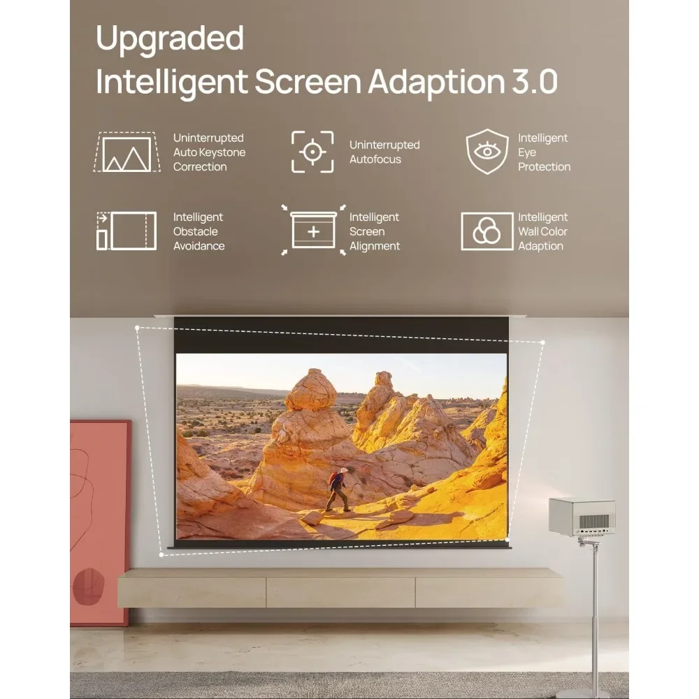 Nuovo aggiornamento.Proiettore Ultra 4K - Dolby Vision, doppia luce, 2300 lumen ISO, Android TV 11, zoom ottico, con WiFi e Bluetooth