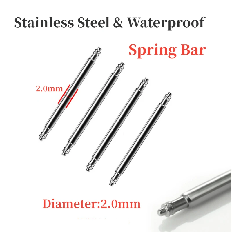 2.0mm Watch Band Pin Diameter Spring Bar Watch  Accessories 16mm 18mm 20mm 22mm 24mm Stainless Steel Spring Rod Link Pins