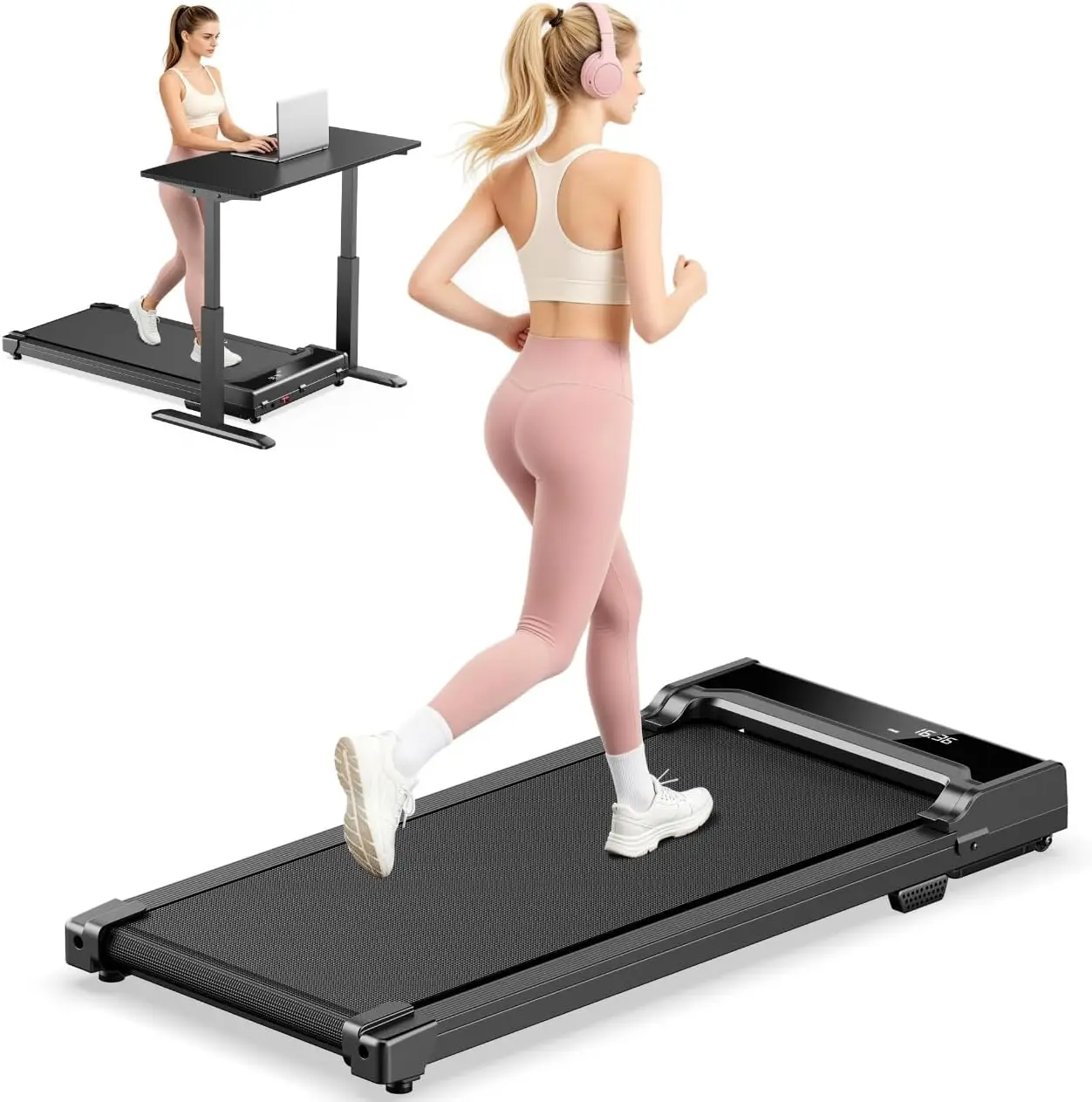 Portable Under Desk Walking Pad Treadmill with Remote Control, Electric Running Machine for Home Office Use, 0.6-4.0 MPH