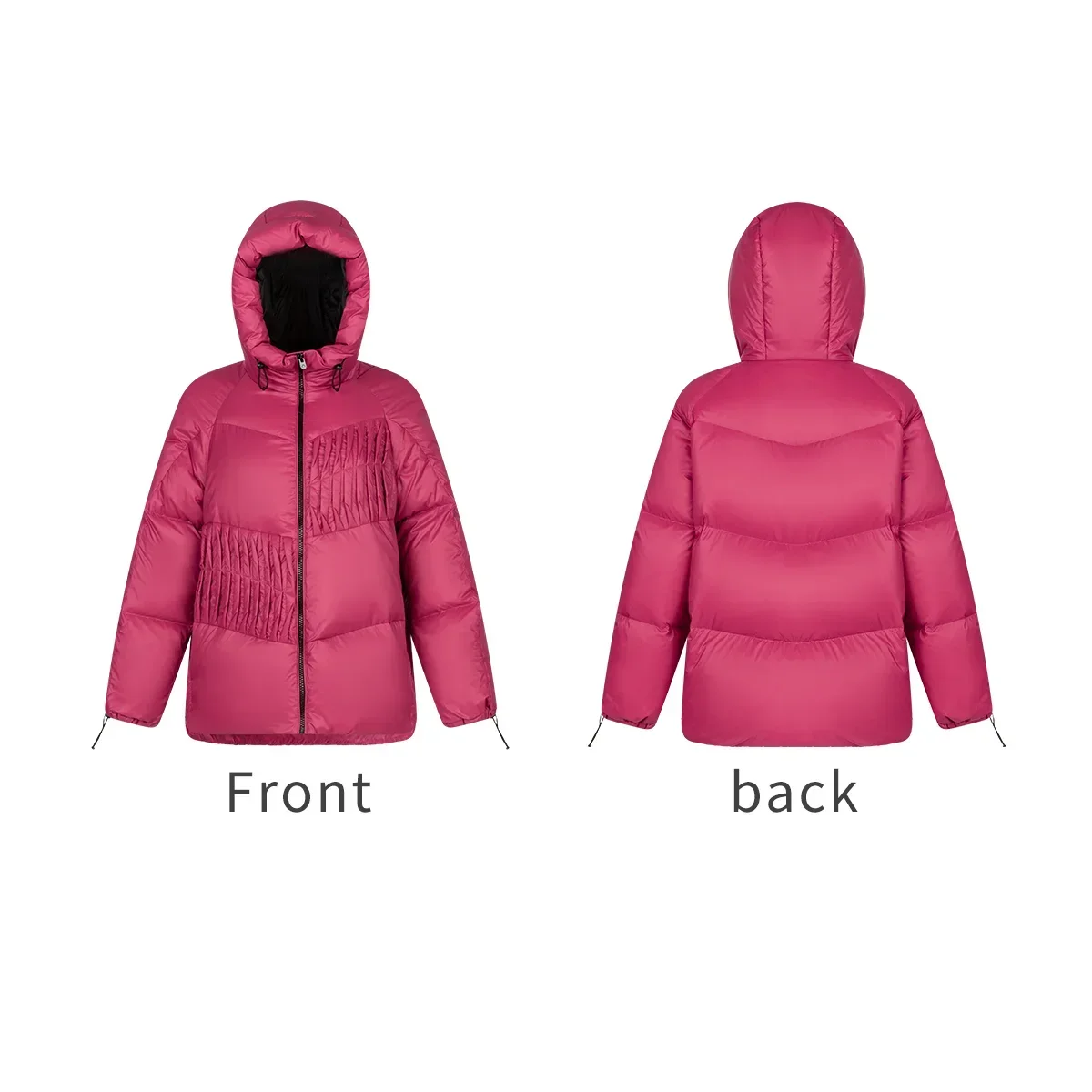 Eral Women's down jacket short hooded pockets warm and loose version solid color polyester fiber green black red