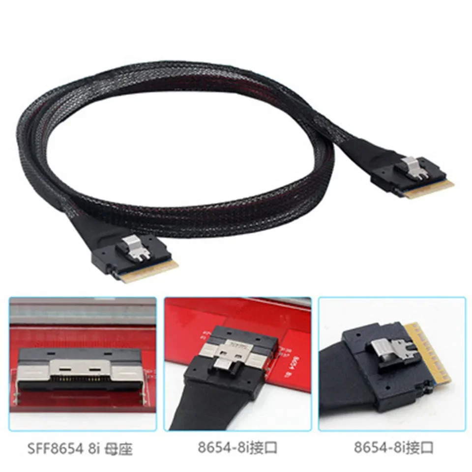 SFF-8654 74Pin Slim SAS to PCI-E Slimline SAS 4.0 SFF-8654 8i 74pin Host Cable