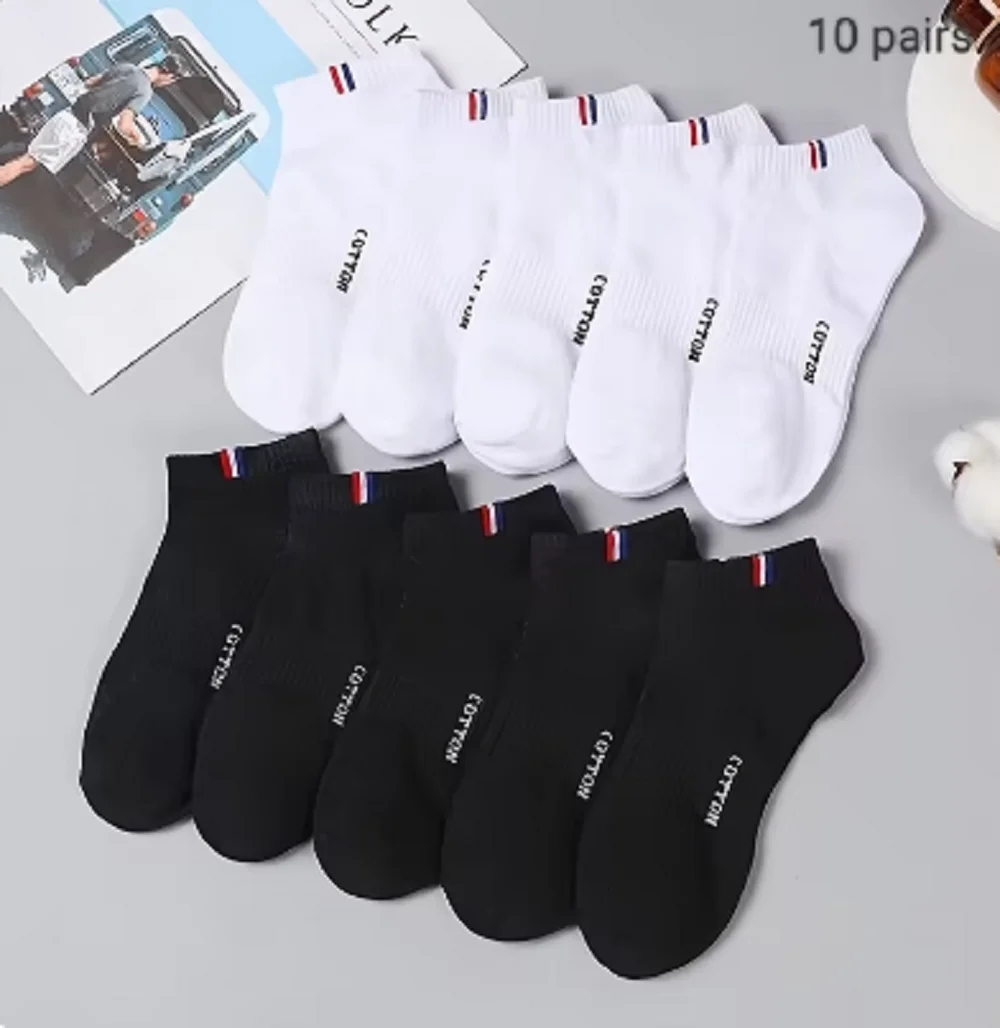 5/10Pairs Of Men's Simple Solid Liner Anklets Socks, Comfy Breathable Soft Sweat Absorbent Socks For Men's Outdoor Wearing