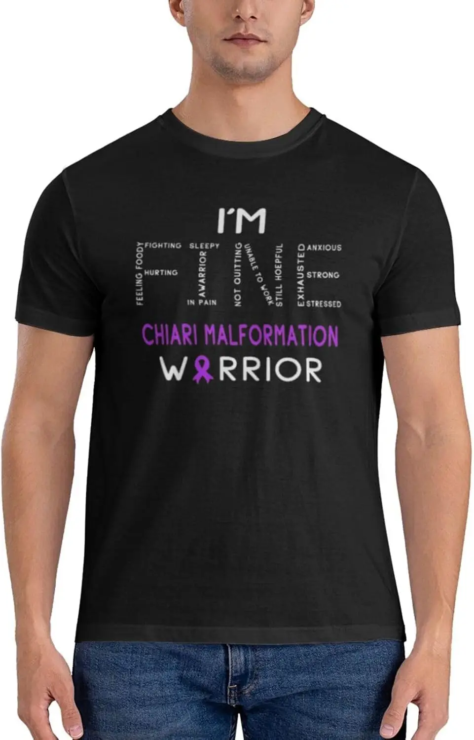 Chiari Malformation Warrior I'm Fine Men's t-Shirt, Cotton t-Shirt, Crew Neck t-Shirt